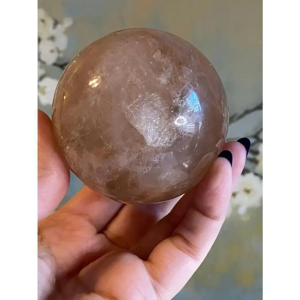Large hematoid fire quartz sphere